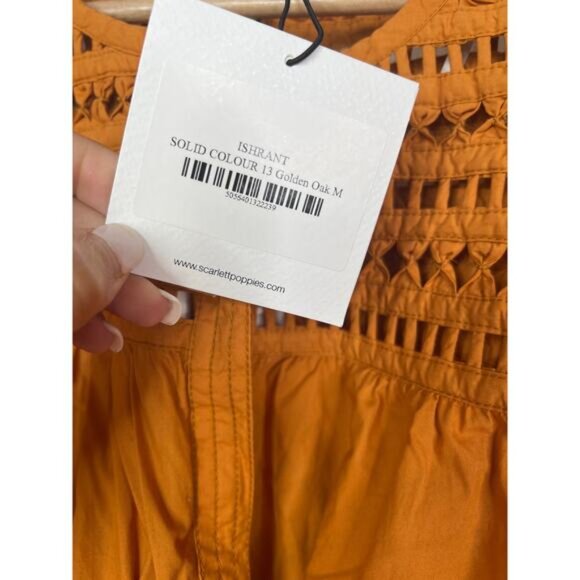 NWT Scarlet Poppies Flutter Sleeve Ishrant Short Dress Golden Oak Size: Medium - Picture 6 of 8